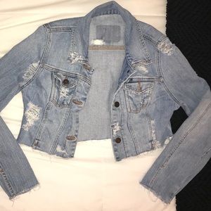 Cropped Ripped Jean Jacket